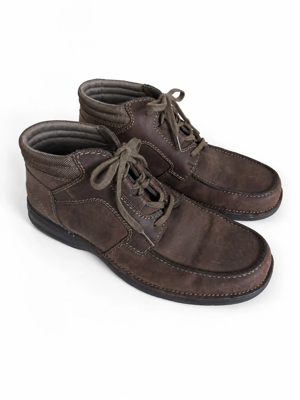 Clarks Leather Chukka Boots Moc Toe Comfort Shoes Travel Brown Size 13